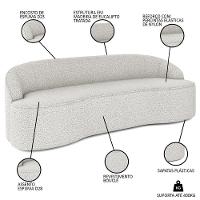 Sofá 4 Lugares Para Sala De Estar Living 260cm Theo D06 Bouclê Creme - Mpozenato