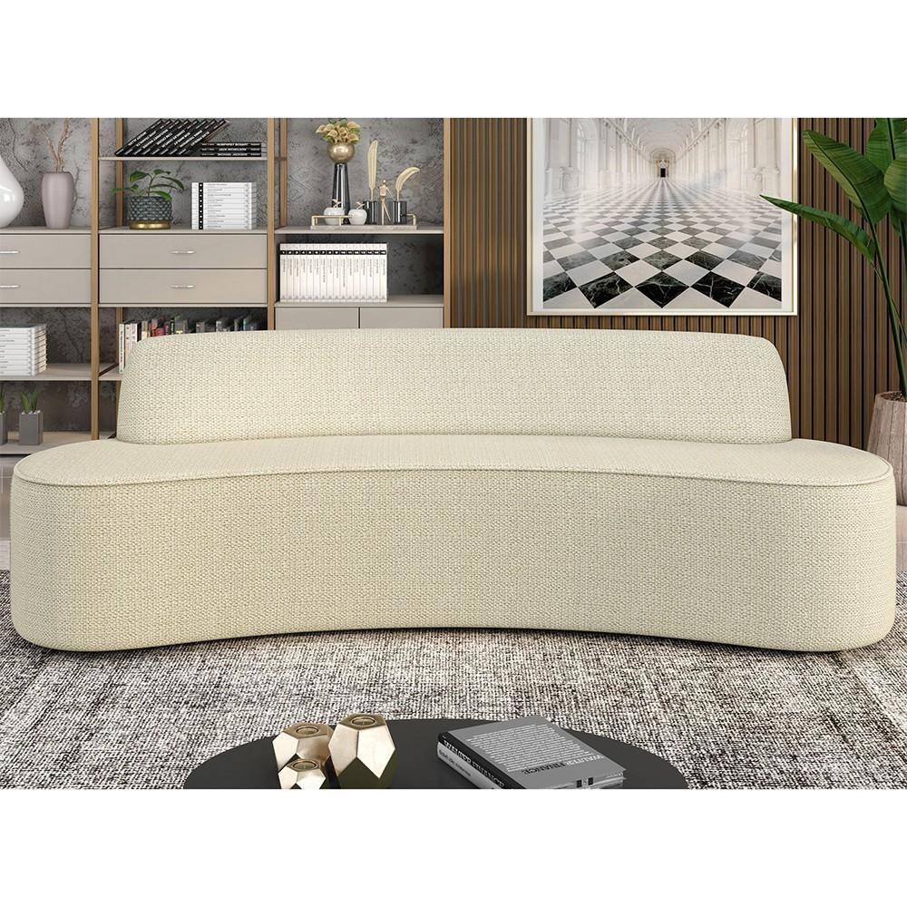 Sofá 4 Lugares Para Sala De Estar Living 260cm Koane D06 Linho Creme - Mpozenato - 2