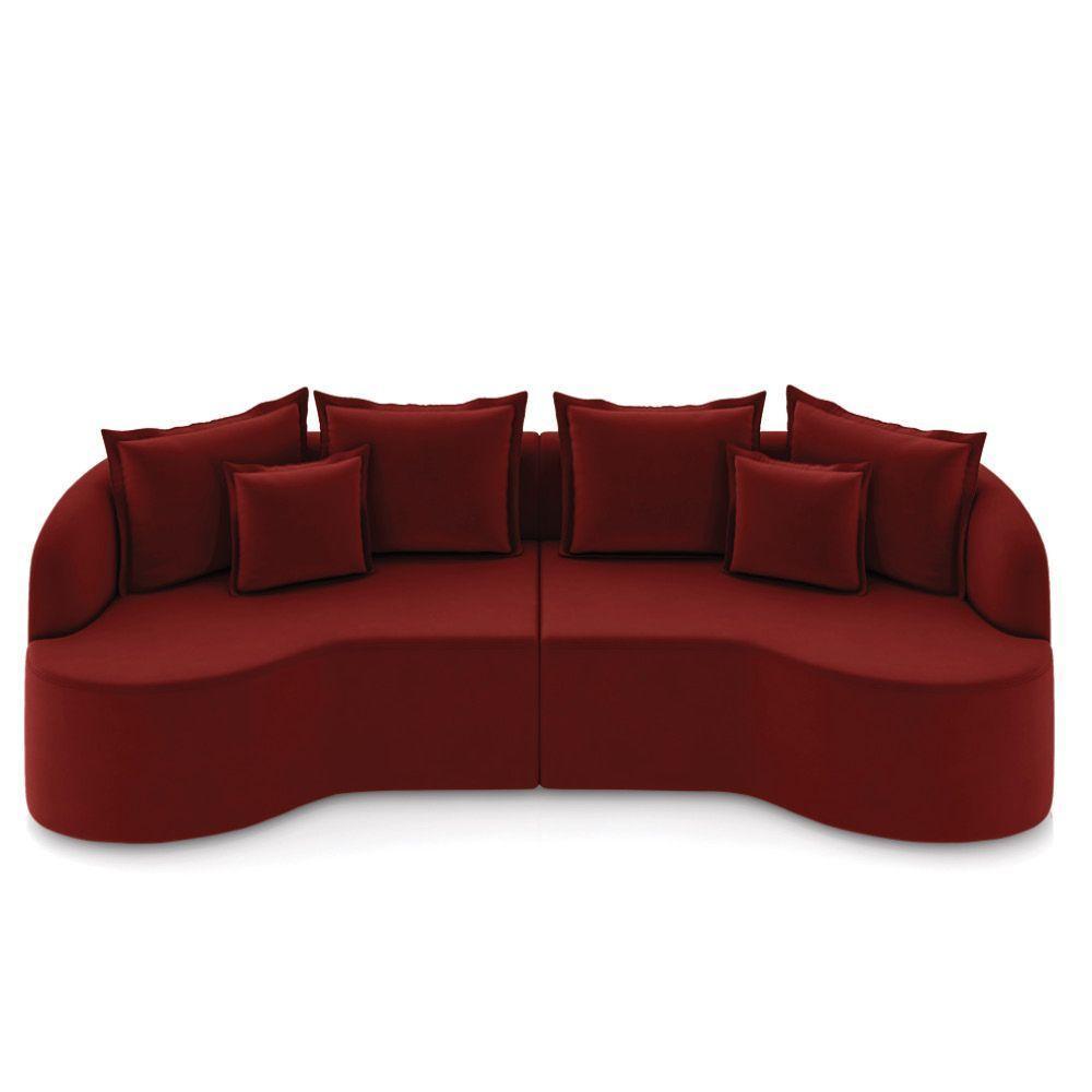 Sofá 4 Lugares Orgânico Living 250cm Mersa Veludo K01 D'rossi Vermelho - 5