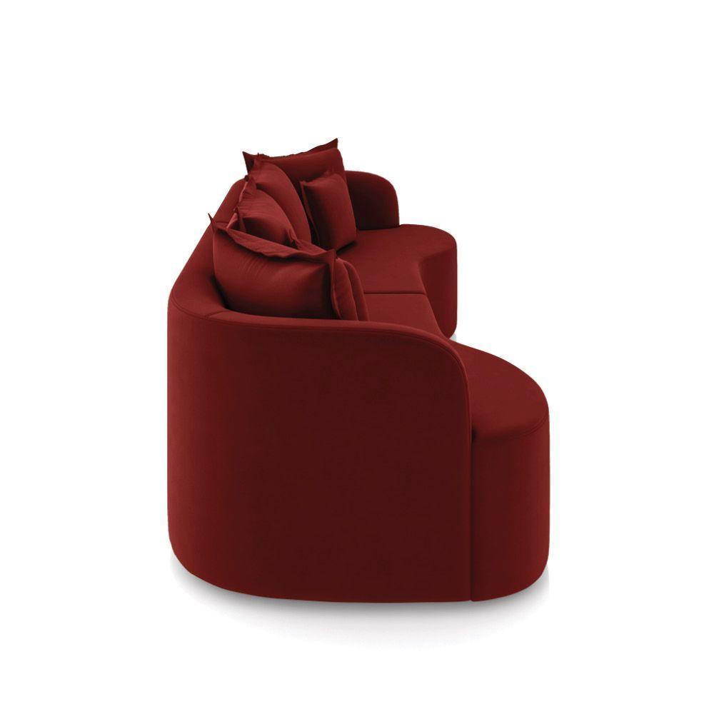 Sofá 4 Lugares Orgânico Living 250cm Mersa Veludo K01 D'rossi Vermelho - 6