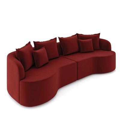 Sofá 4 Lugares Orgânico Living 250cm Mersa Veludo K01 D'rossi Vermelho