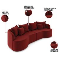 Sofá 4 Lugares Orgânico Living 250cm Mersa Veludo K01 D'rossi Vermelho - 3
