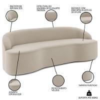 Sofá 4 Lugares Para Sala De Estar Living 230cm Theo D06 Veludo Creme - Mpozenato - 3