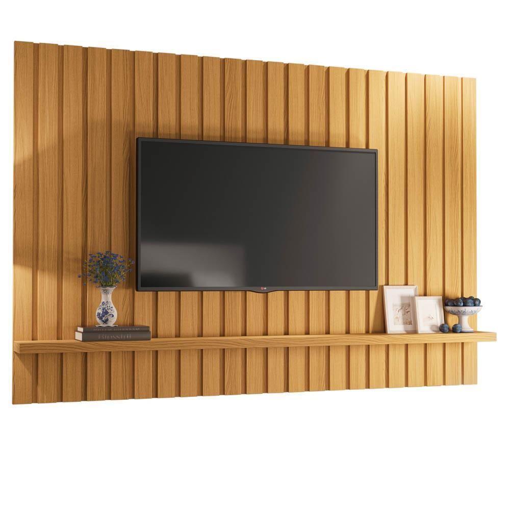 Painel Tv 70 Pol 200cm Suspenso Ripado Link Cinamomo - Hb Móveis - 2