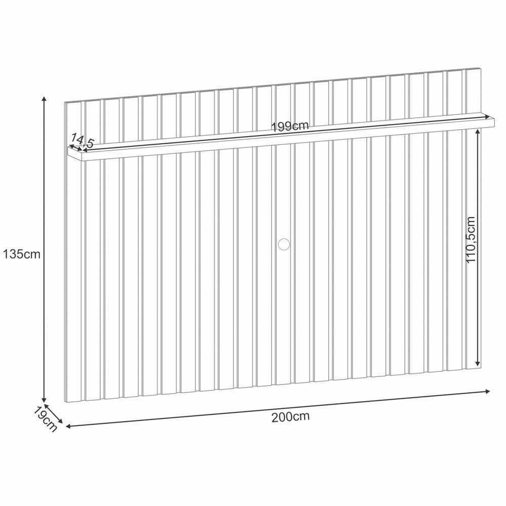 Painel Tv 70 Pol 200cm Suspenso Ripado Link Cinamomo - Hb Móveis - 4