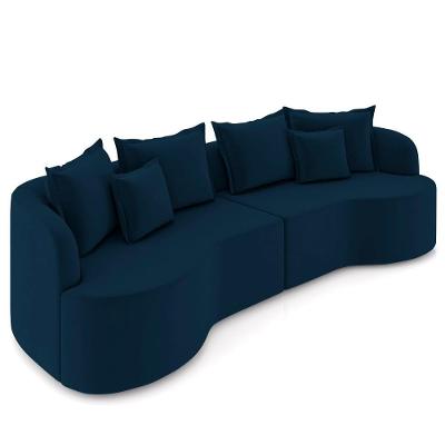 Sofá 3 Lugares 230cm Orgânico Quito Z08 Veludo Azul Marinho - Mpozenato