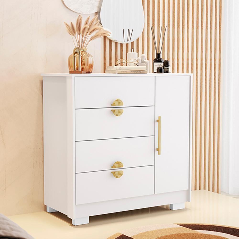 Cômoda Para Quarto 93cm Com 1 Porta Nara Flex Branco V02 - Mpozenato - 2