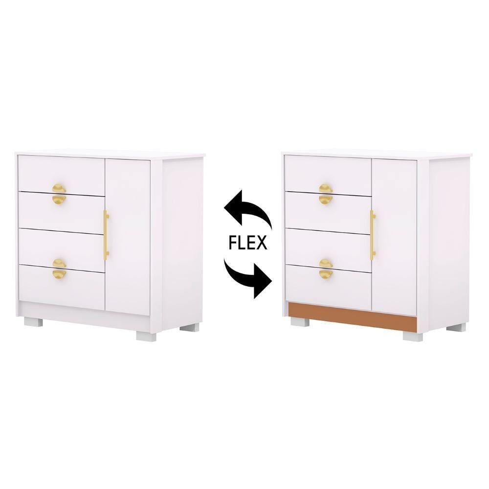 Cômoda Para Quarto 93cm Com 1 Porta Nara Flex Branco V02 - Mpozenato - 5