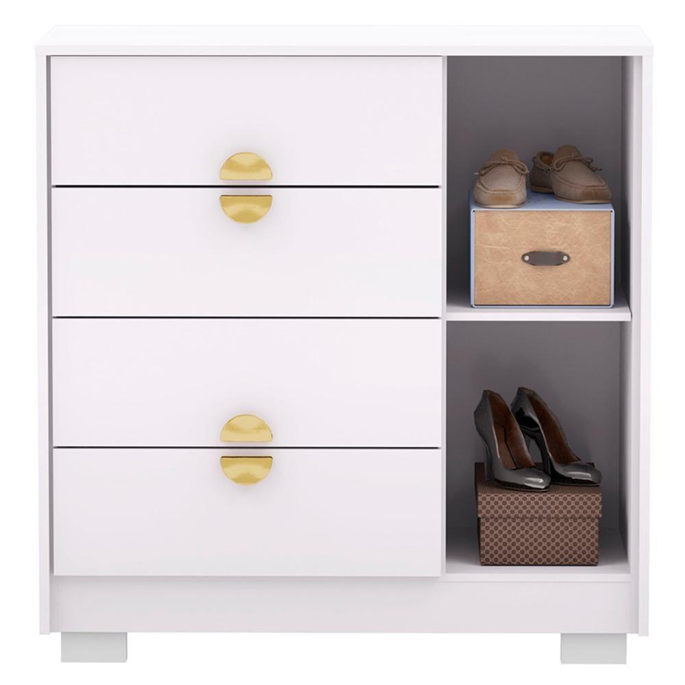 Cômoda Para Quarto 93cm Com 1 Porta Nara Flex Branco V02 - Mpozenato - 6