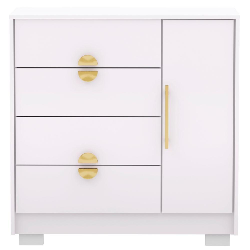 Cômoda Para Quarto 93cm Com 1 Porta Nara Flex Branco V02 - Mpozenato - 7