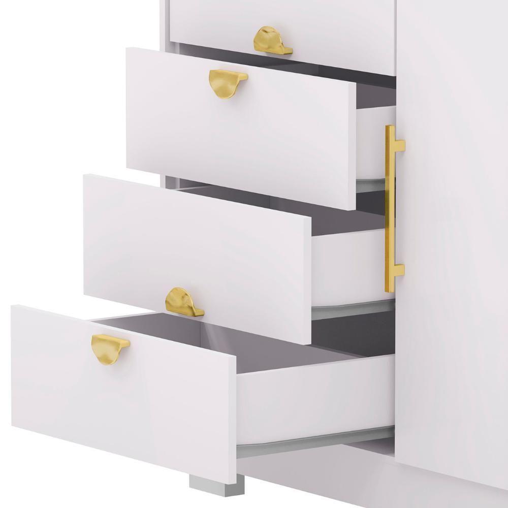 Cômoda Para Quarto 93cm Com 1 Porta Nara Flex Branco V02 - Mpozenato - 8