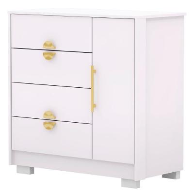 Cômoda Nara Flex 4 Gavetas MDF com Puxador Metálico Branco para Quarto