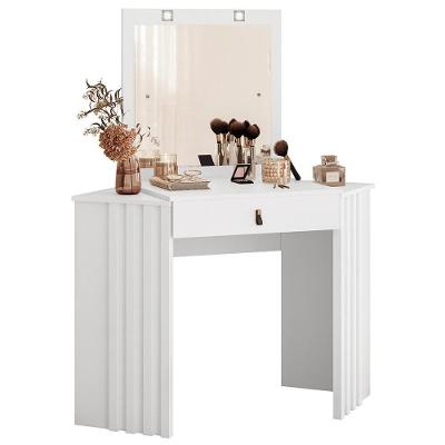 Penteadeira Camarim De Canto Com Espelho 1 Gaveta Glitter Branco - Albatroz
