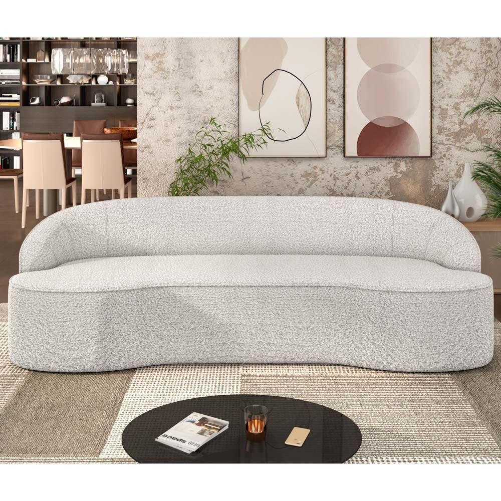 Sofá 5 Lugares Para Sala De Estar Living 280cm Theo D06 Bouclê Creme - Mpozenato - 2