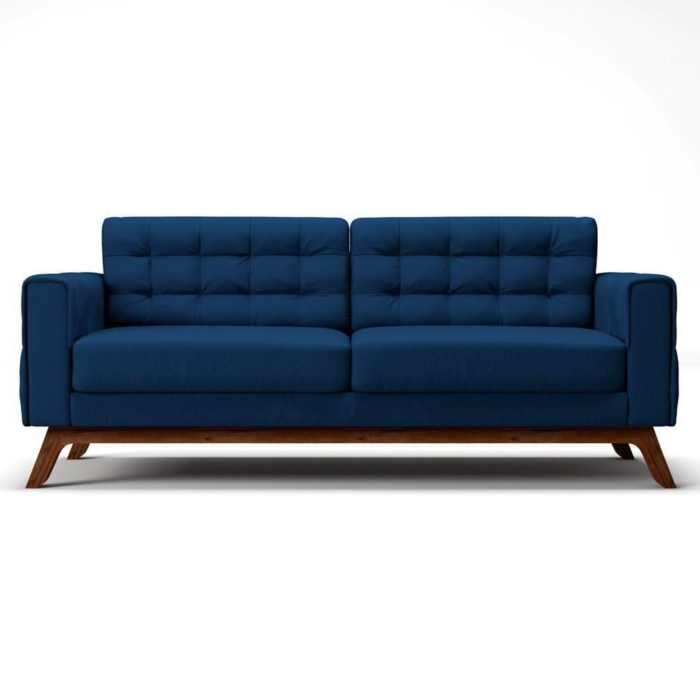 Sofá 260 Cm 4 Lugares Sandero C-304 Veludo Azul Marinho - Domi - 3