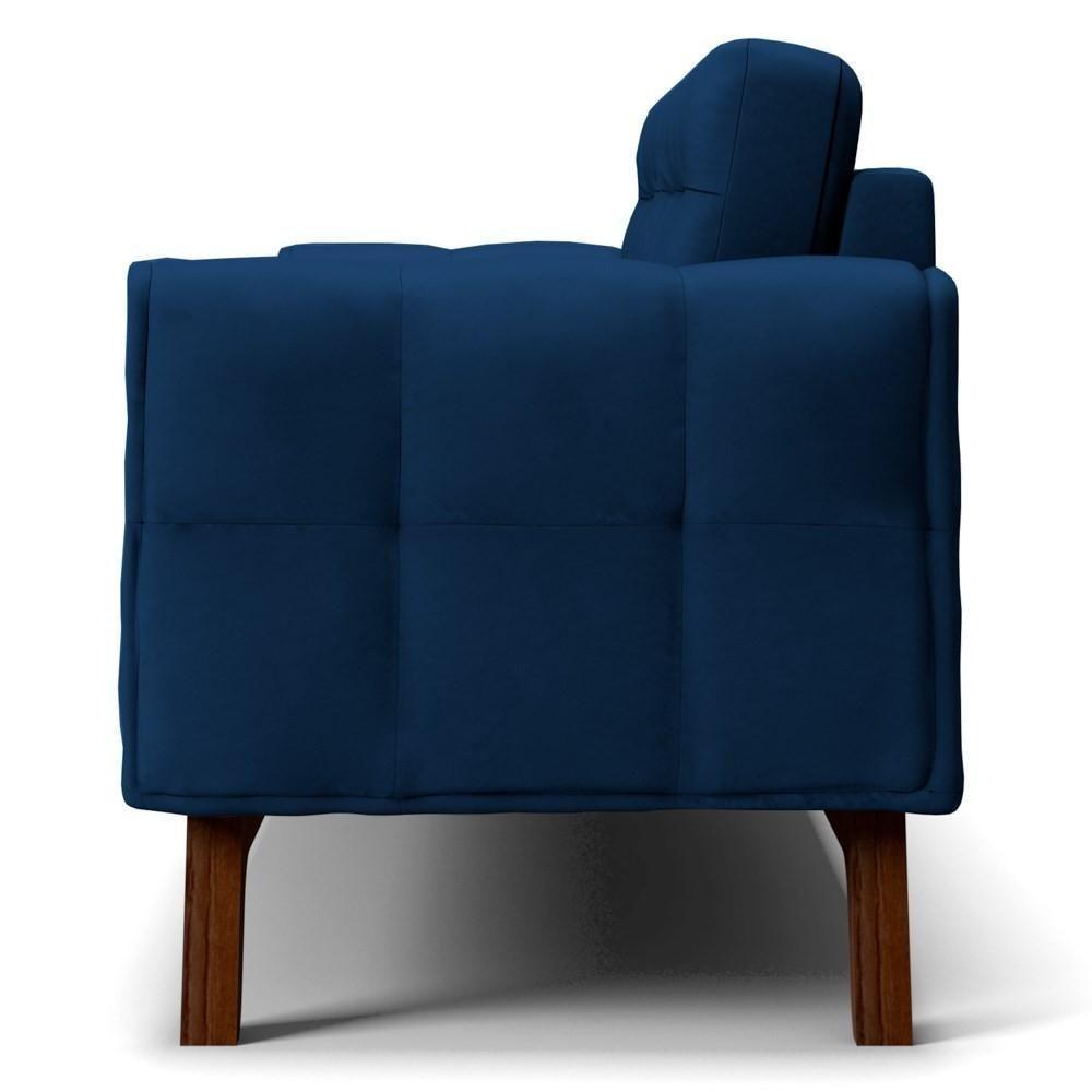 Sofá 260 Cm 4 Lugares Sandero C-304 Veludo Azul Marinho - Domi - 6