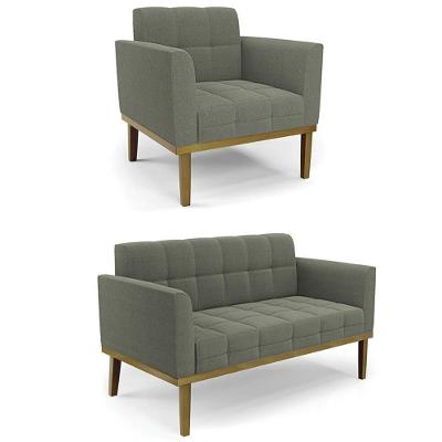 Kit Namoradeira E Poltrona Ana Bouclé Menta Sala De Estar Verde Ibiza