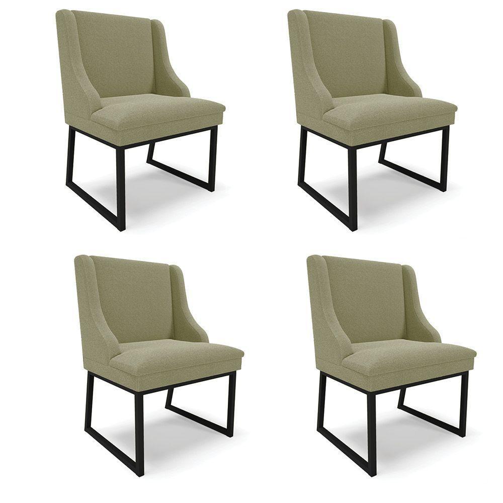 Cadeira Sala De Jantar Industrial Preto Kit 4 Liz Bouclê Pistache D03 - D'rossi - 2