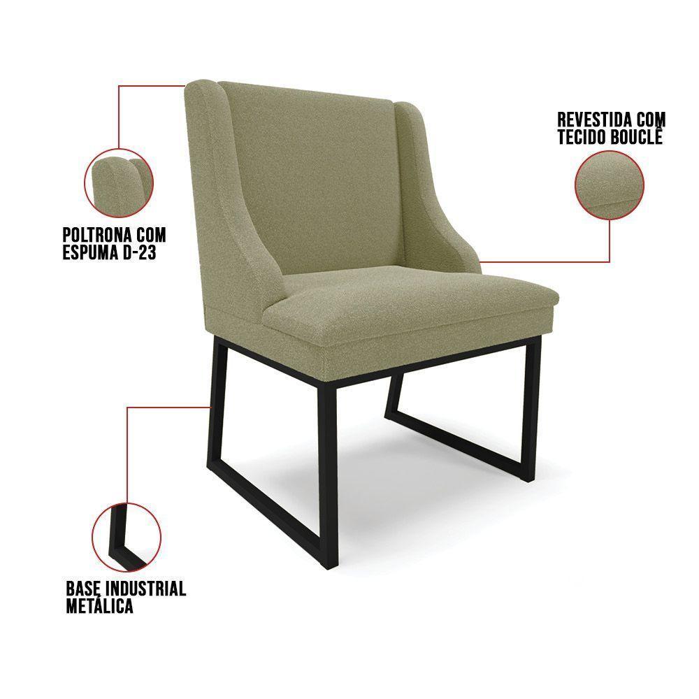 Cadeira Sala De Jantar Industrial Preto Kit 4 Liz Bouclê Pistache D03 - D'rossi - 6