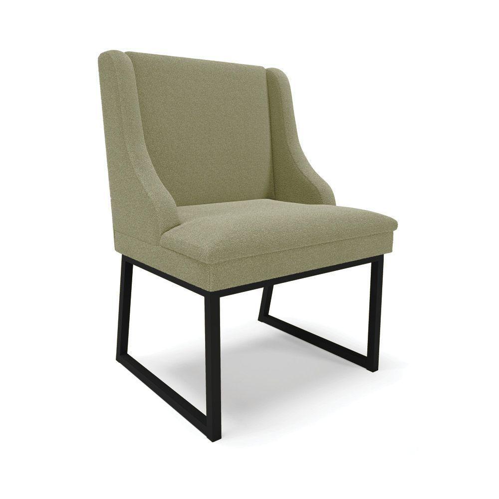 Cadeira Sala De Jantar Industrial Preto Kit 4 Liz Bouclê Pistache D03 - D'rossi - 10