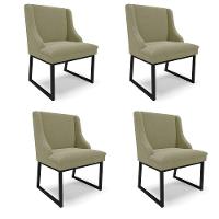 Cadeira Sala De Jantar Industrial Preto Kit 4 Liz Bouclê Pistache D03 - D'rossi - 1