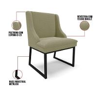 Cadeira Sala De Jantar Industrial Preto Kit 4 Liz Bouclê Pistache D03 - D'rossi - 5