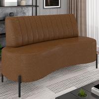 Sofá 2 Lugares 160cm Pés Aço Preto Tamar Z08 Sintético Marrom - Mpozenato - 2