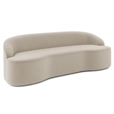 Sofá 5 Lugares Para Sala De Estar Living 300cm Theo D06 Veludo Creme - Mpozenato