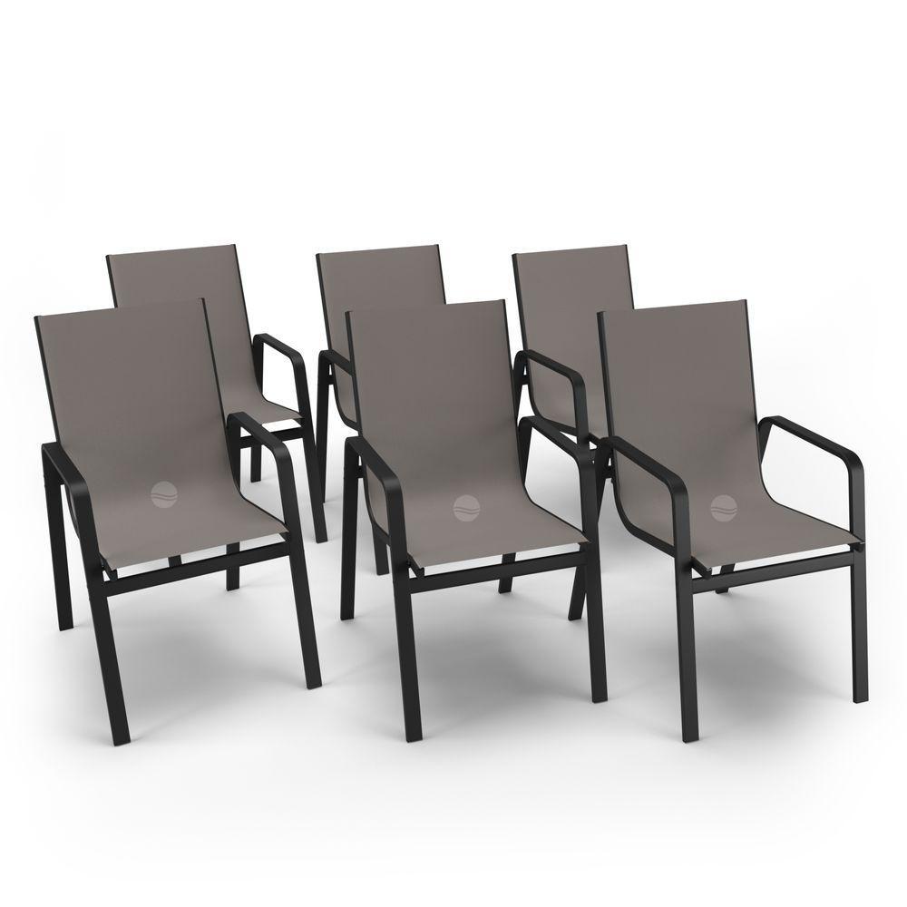Kit 6 Cadeiras Miami Gourmet Alumínio Preto Tela Fendi - 1