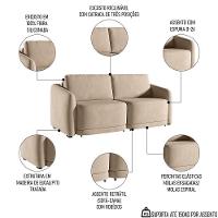 Sofá Cama Casal Para Sala 236cm Polska Z08 Veludo Bege - Mpozenato - 3