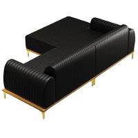 Sofá 255cm 4 Lugares Com Chaise Esquerdo Pés Gold Molino B-159 Corano Preto - Domi - 5