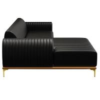 Sofá 255cm 4 Lugares Com Chaise Esquerdo Pés Gold Molino B-159 Corano Preto - Domi - 6