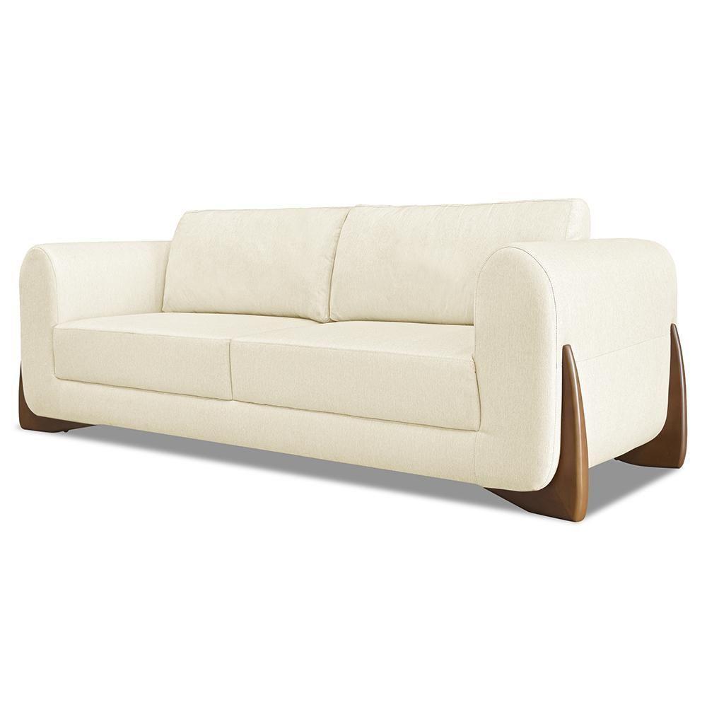 Sofá 2 Lugares Base De Madeira 160cm Izzy S06 Linho Pérola - Mpozenato - 1