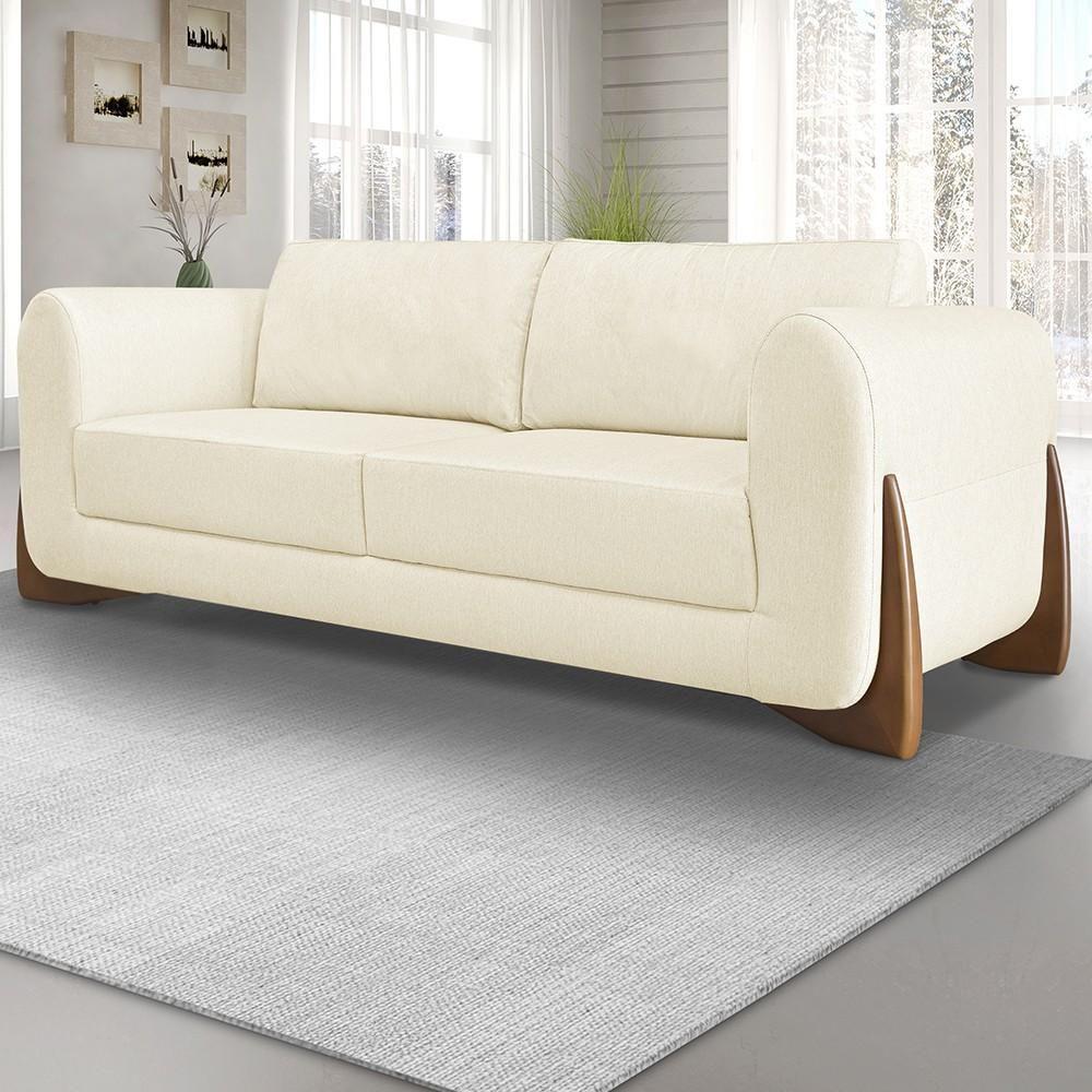 Sofá 2 Lugares Base De Madeira 160cm Izzy S06 Linho Pérola - Mpozenato - 2