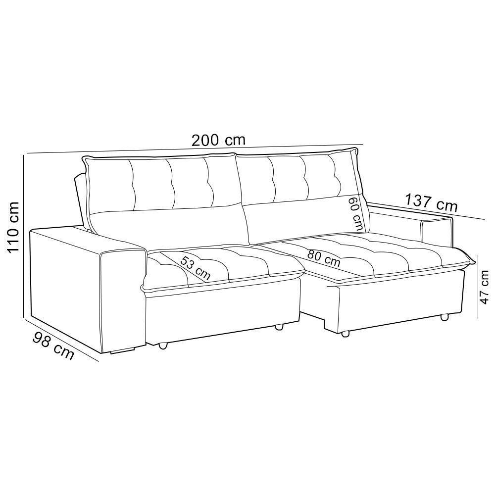 Sofá Retrátil Reclinável Para Sala 3 Lugares 200cm Neruda F04 Veludo Cinza Escuro - Lyam Decor - 4