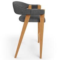 Kit 02 Banquetas Alta Bar Cozinha Sala De Jantar Bar Nadja L02 Linho Cinza Escuro - Lyam Decor - 7