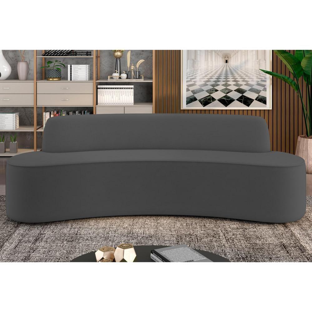 Sofá 4 Lugares Para Sala De Estar Living 260cm Koane D06 Veludo Cinza - Mpozenato - 2