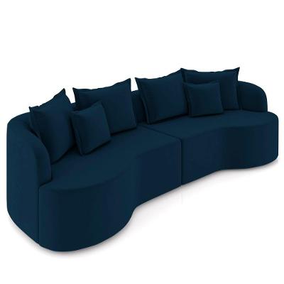 Sofá 4 Lugares 270cm Orgânico Quito Z08 Veludo Azul Marinho - Mpozenato