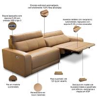 Sofá 3 Lugares Retrátil Reclinável Elétrico 224cm Mazi L06 Couro Caramelo - Lyam Decor - 3
