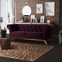 Sofá 210cm 3 Lugares Base Madeira Império C-292 Veludo Uva - Domi - 2