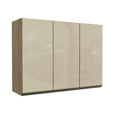 Armário Aéreo p/ Cozinha Maxxi G767 3 Portas c/ Vidro 120cm Nogal - Kappesberg