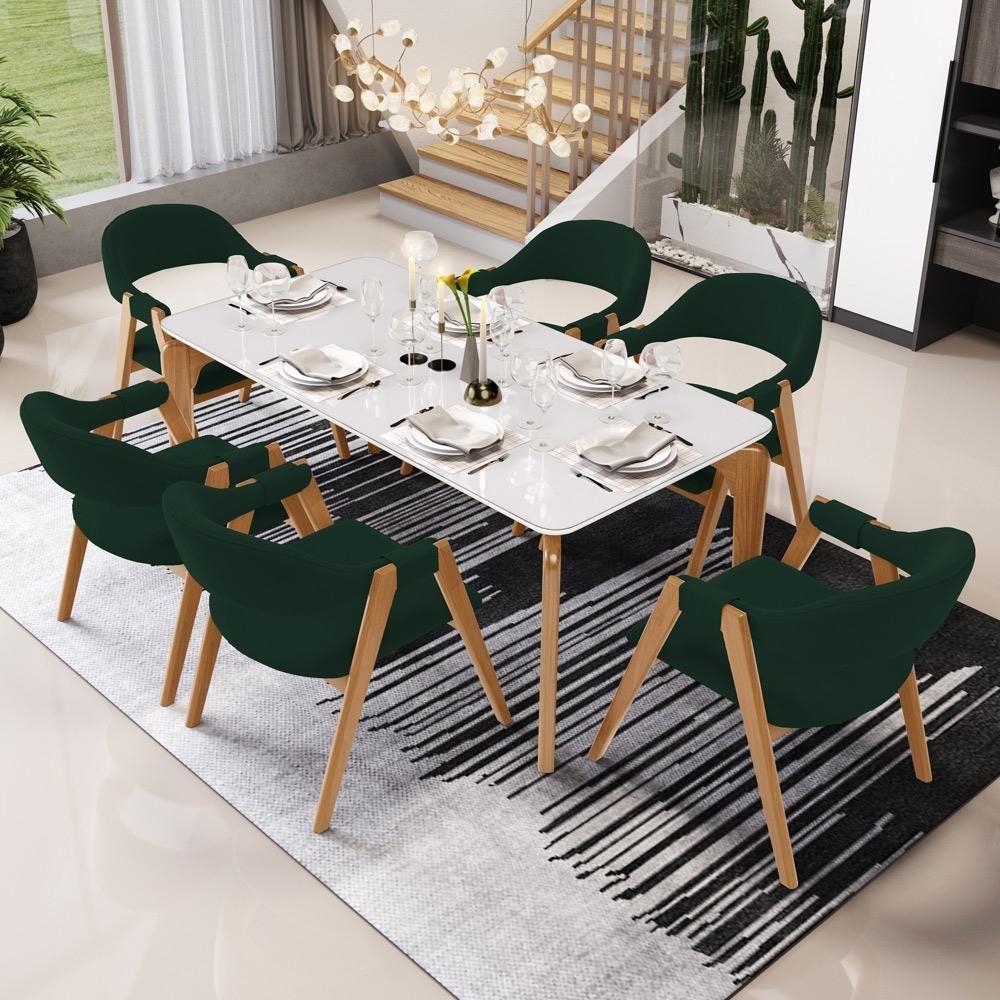 Kit 05 Cadeiras De Jantar E Estar Living Estofada Nadja L02 Suede Verde Musgo - Lyam Decor - 2