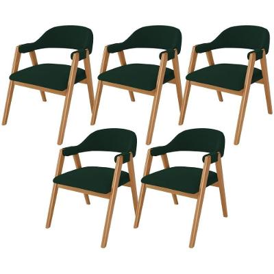 Kit 05 Cadeiras De Jantar E Estar Living Estofada Nadja L02 Suede Verde Musgo - Lyam Decor