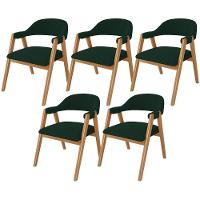 Kit 05 Cadeiras De Jantar E Estar Living Estofada Nadja L02 Suede Verde Musgo - Lyam Decor - 1