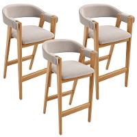 Kit 03 Banquetas Alta Bar Cozinha Sala De Jantar Bar Nadja L02 Bouclê Creme - Lyam Decor - 1