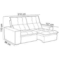 Sofá Retrátil Reclinável Para Sala 3 Lugares 210cm Vincent F04 Veludo Azul - Lyam Decor