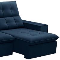 Sofá Retrátil Reclinável Para Sala 3 Lugares 210cm Vincent F04 Veludo Azul - Lyam Decor - 5