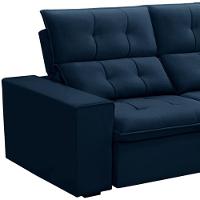Sofá Retrátil Reclinável Para Sala 3 Lugares 210cm Vincent F04 Veludo Azul - Lyam Decor - 6