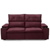 Sofá Retrátil Reclinável Para Sala 3 Lugares 210cm Niels F04 Veludo Vermelho - Lyam Decor - 3