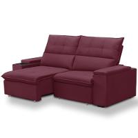 Sofá Retrátil Reclinável Para Sala 3 Lugares 210cm Niels F04 Veludo Vermelho - Lyam Decor - 6